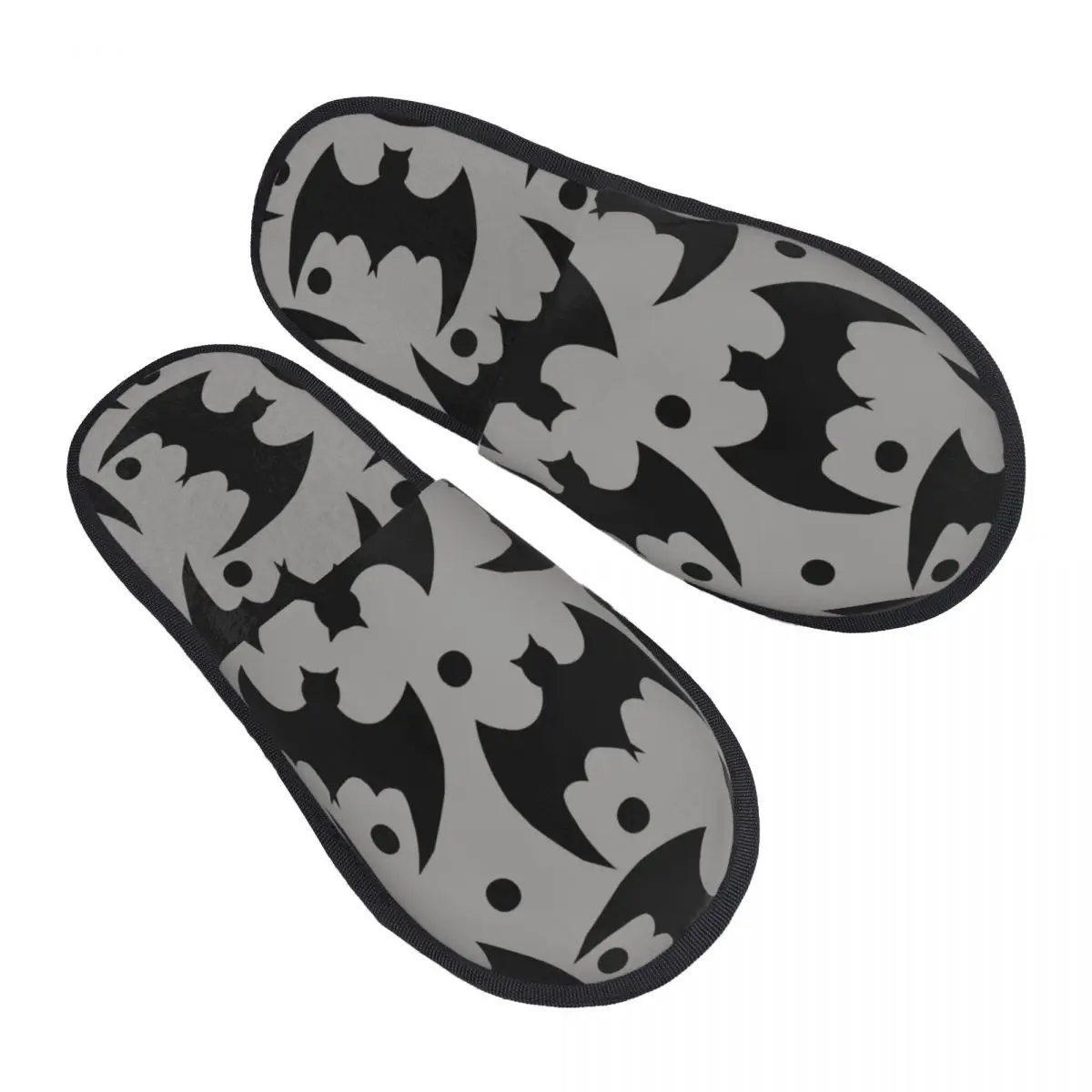 Men Women Plush Indoor Slippers Gray Black Bats Warm Soft Shoes Home Footwear Autumn Winter 2023