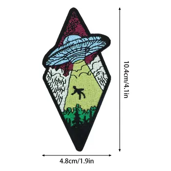 5片UFO外星人刺繡熨燙/縫紉貼片,男士彩色迷幻太空主題,適用於夾克、包包和帽子 10 最佳銷售 外星人補丁 - №6