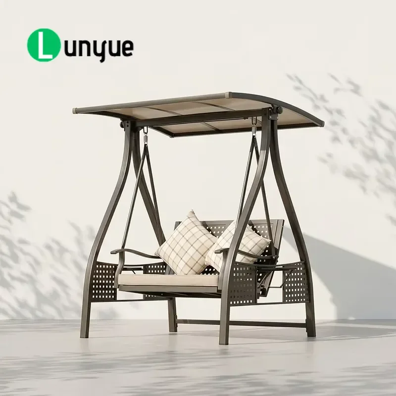 Modern Outdoor Terrace Swing Chair with Canopy Waterproof Garden Furniture for Patio Yard Relaxing Comfortable Durable Design
