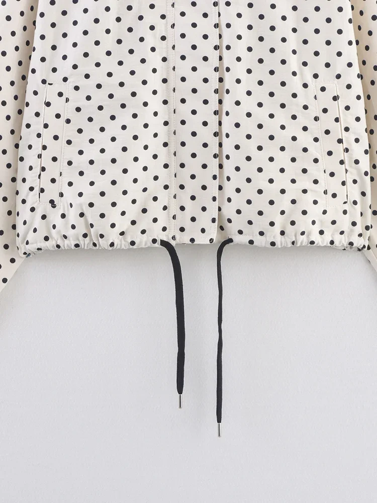 European and American style 2025 autumn new women's loose versatile polka dot long-sleeved jacket mid-waist shorts