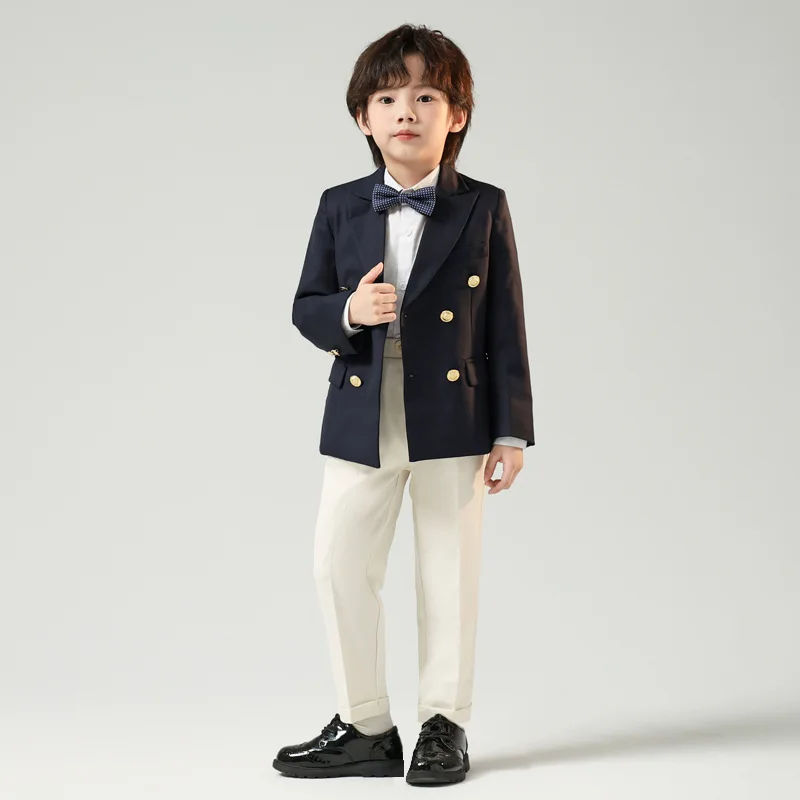 Children's Handsome Suit Set Boy Wedding Piano Performance School Costume Kids Blazer Pants Bowtie Outfit