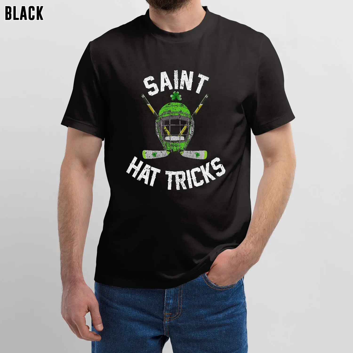 Saint Hat Tricks Hockey Shamrock Lucky St Patrick's Day T-shirt, Tee Gift