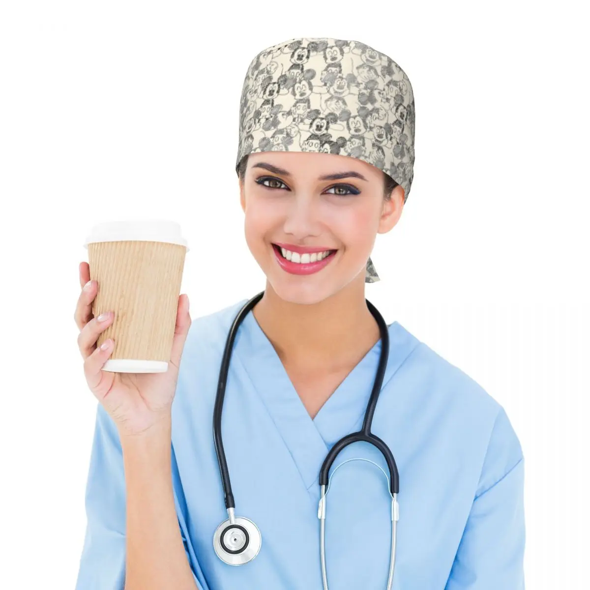 Custom Interesting Mickey Mouse Cleaning Working Cap Comfortable Men Women Scrub Cap Surgicals Hat Nurse Scrubs Hat For Dentist