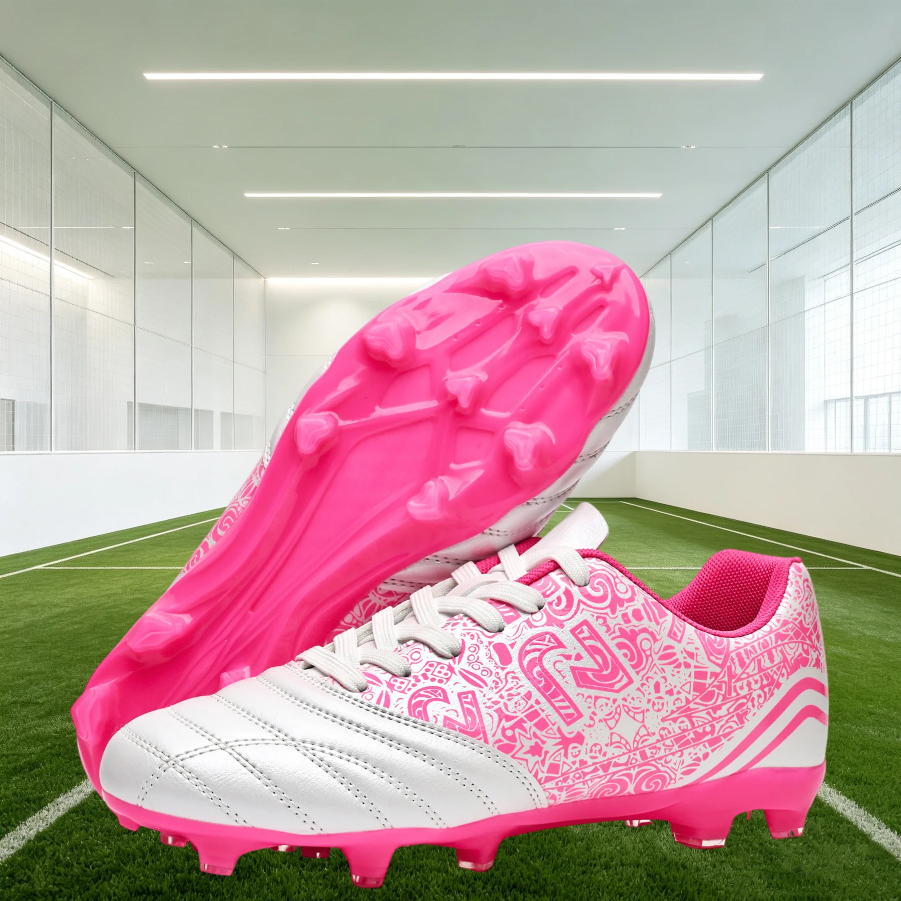 Unisex AG FG Football Shoes Durable Non Slip Studs Lightweight Soccer Cleats for Adult Players Outdoor Lawn Football Activities