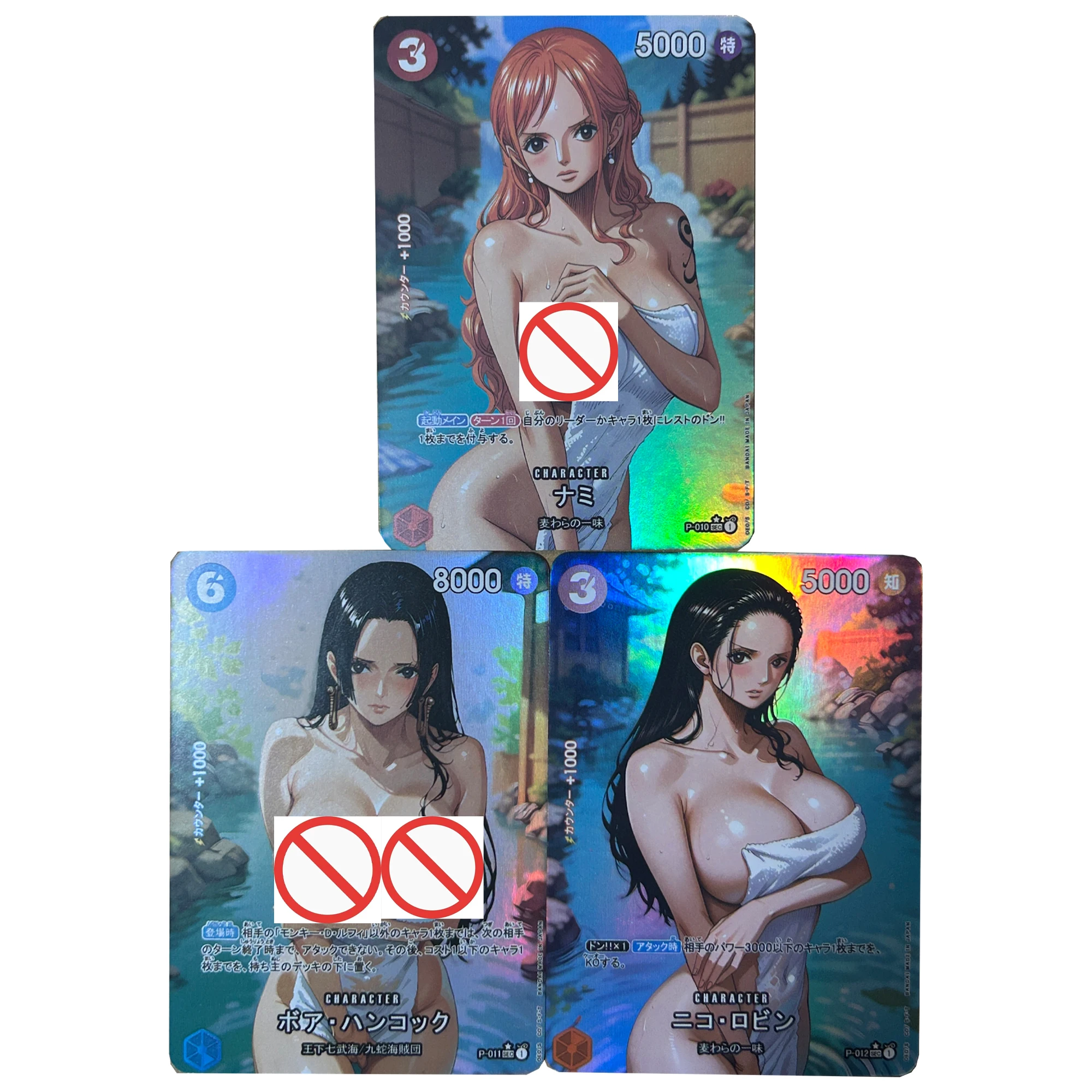 3 pçs/set diy auto feito uma peça nami hancock toalha de banho coleção cartão cor flash opcg robin anime cartões presente brinquedos