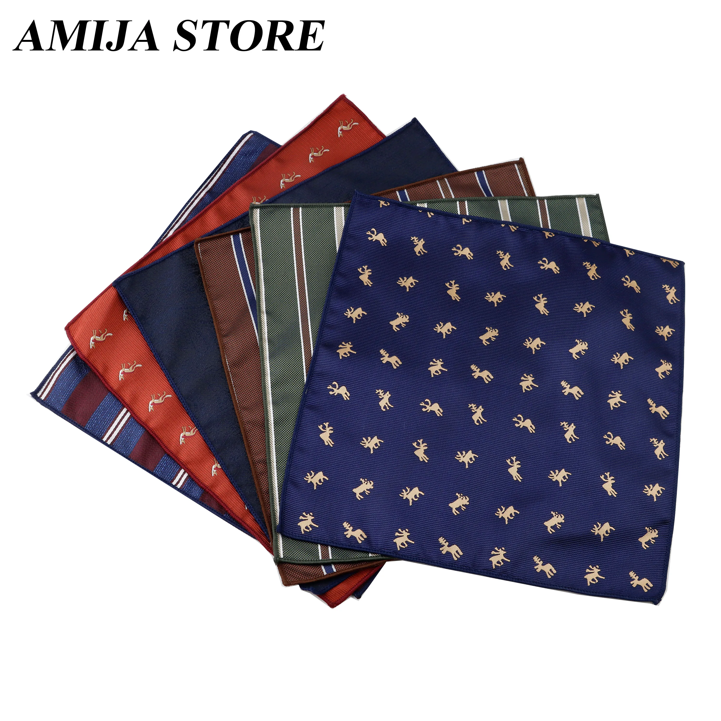 25 Styles Polyester Jacquard Pocket Square Mens Suit Striped Handkerchief Vintage Floral Plaid Chest Towel For Wedding Bussiness