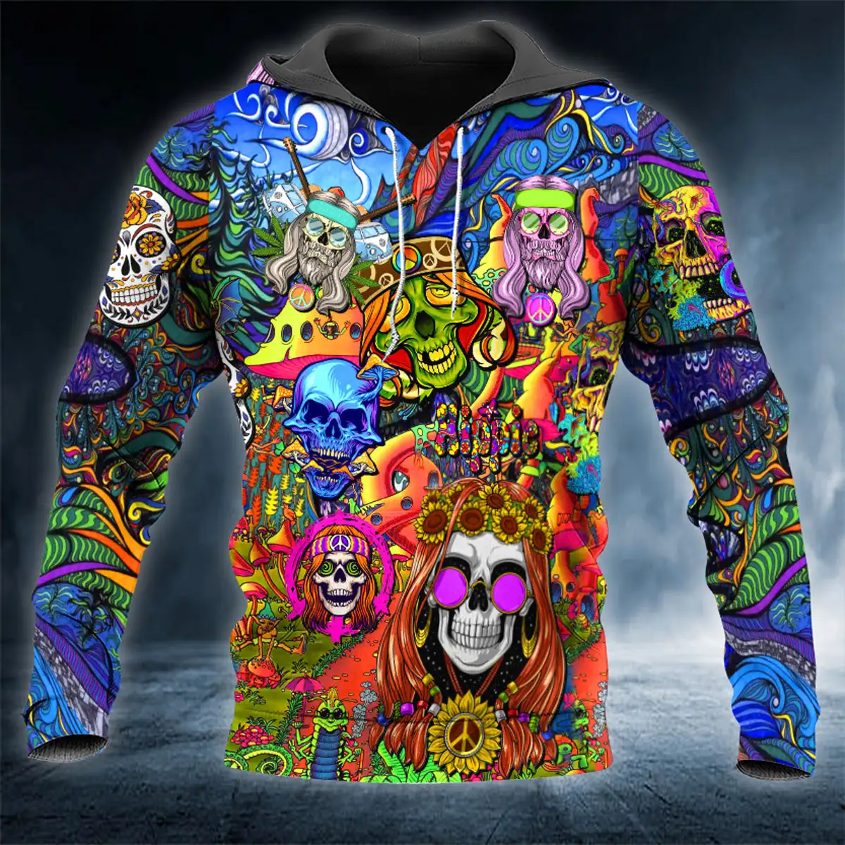 Colorful Skull Graphic Fashion Men Hoodies Sweatshirt 3D Print Dazzling Streetwear Style Personality Casual Oversize Hoodies Top