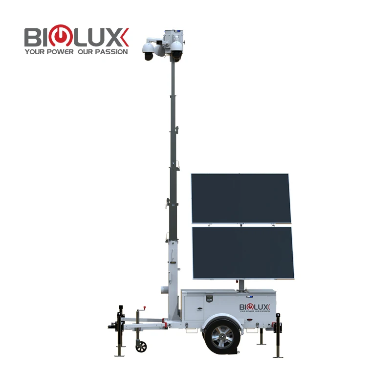 Mobile Solar Power Surveillance CCTV Trailer For Off-grid Security Outdoor With Large Capacity New Industry Solution