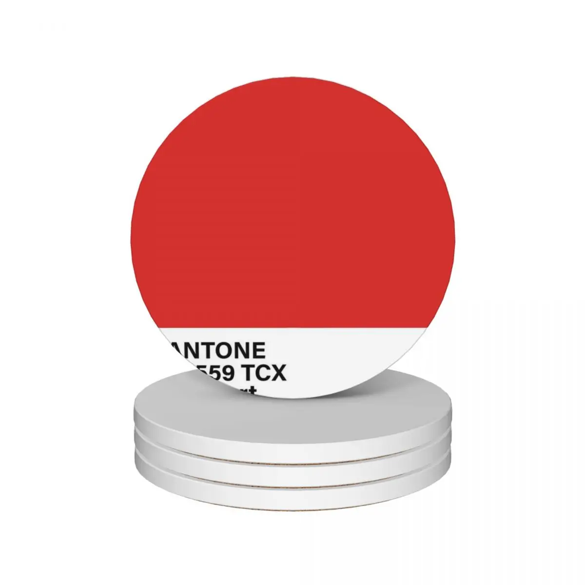 

PANTONE 18-1559 TCX Red Alert Ceramic Coasters (Set of 4) Cup for tea kawaii set cute Coasters