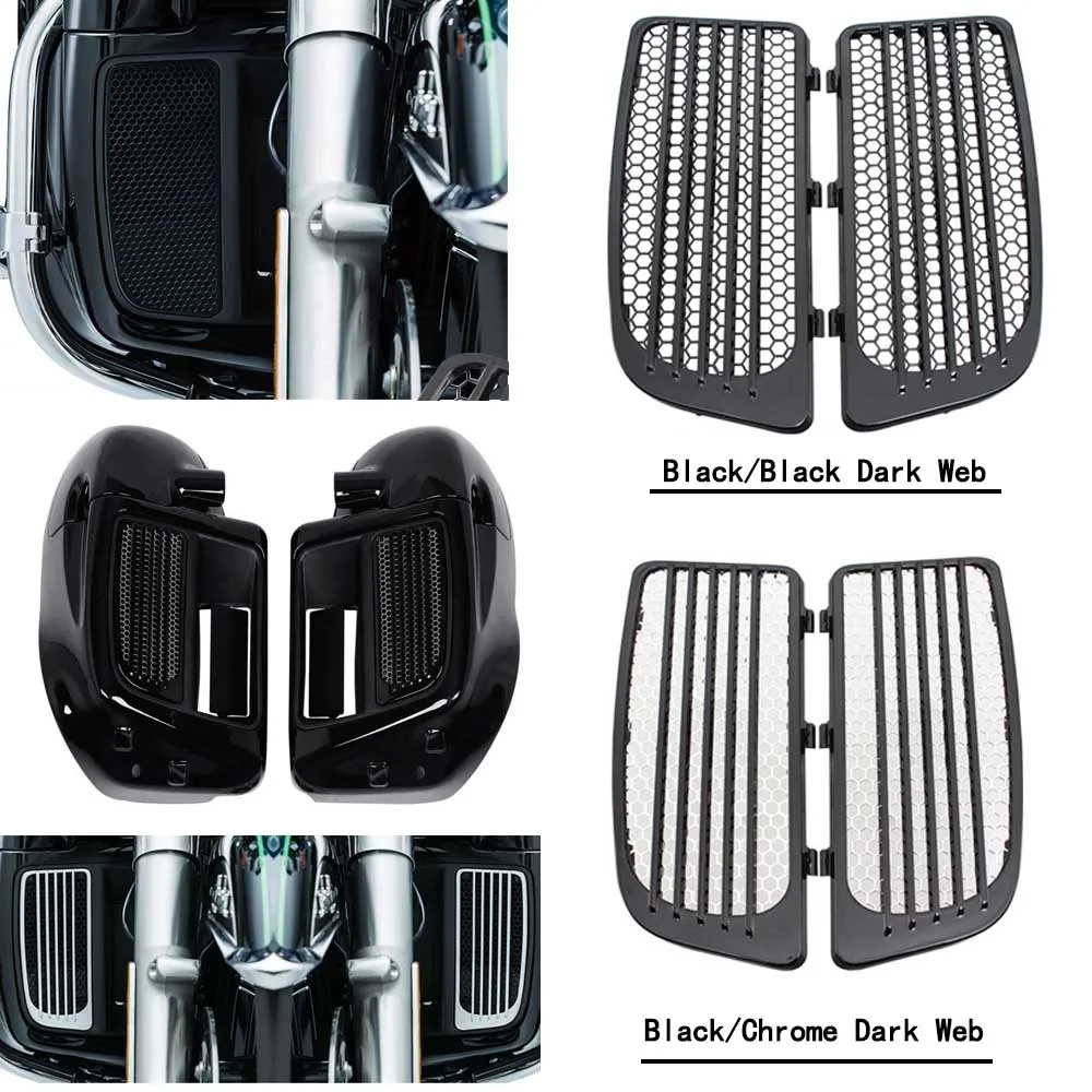 

Black/Chrome Radiator Grill Lower Fairing Cover ABS Plastic/​Metal Motorcycle For Harley Tri Glide Ultra Classic FLHTCUTG 2015