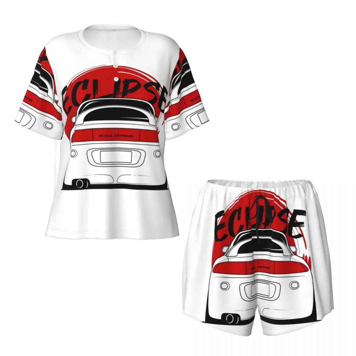 

Ночные рубашки Eclipse 2G DSM красного цвета с круглым вырезом и короткими рукавами для сна, женский свободный пижамный комплект с короткими штанами