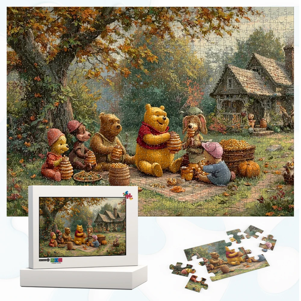 

Головоломки Винни Пух и друзья, осеннее празднование, пазлы Диснея для взрослых, коллекционные медовые горшки, мультяшные головоломки Диснея, игрушки