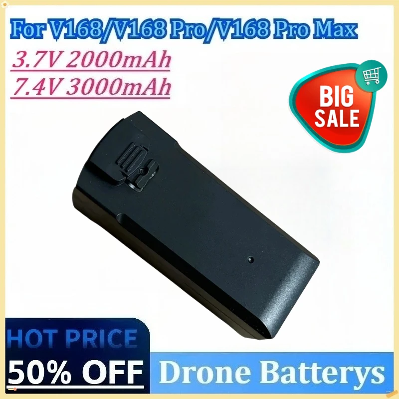 

Newly Upgraded 3.7V/7.4V 2000mAh/3000mAh Drone Battery for V168 Pro/V168/V168 Pro Max Spare Battery Drone Parts Accessories