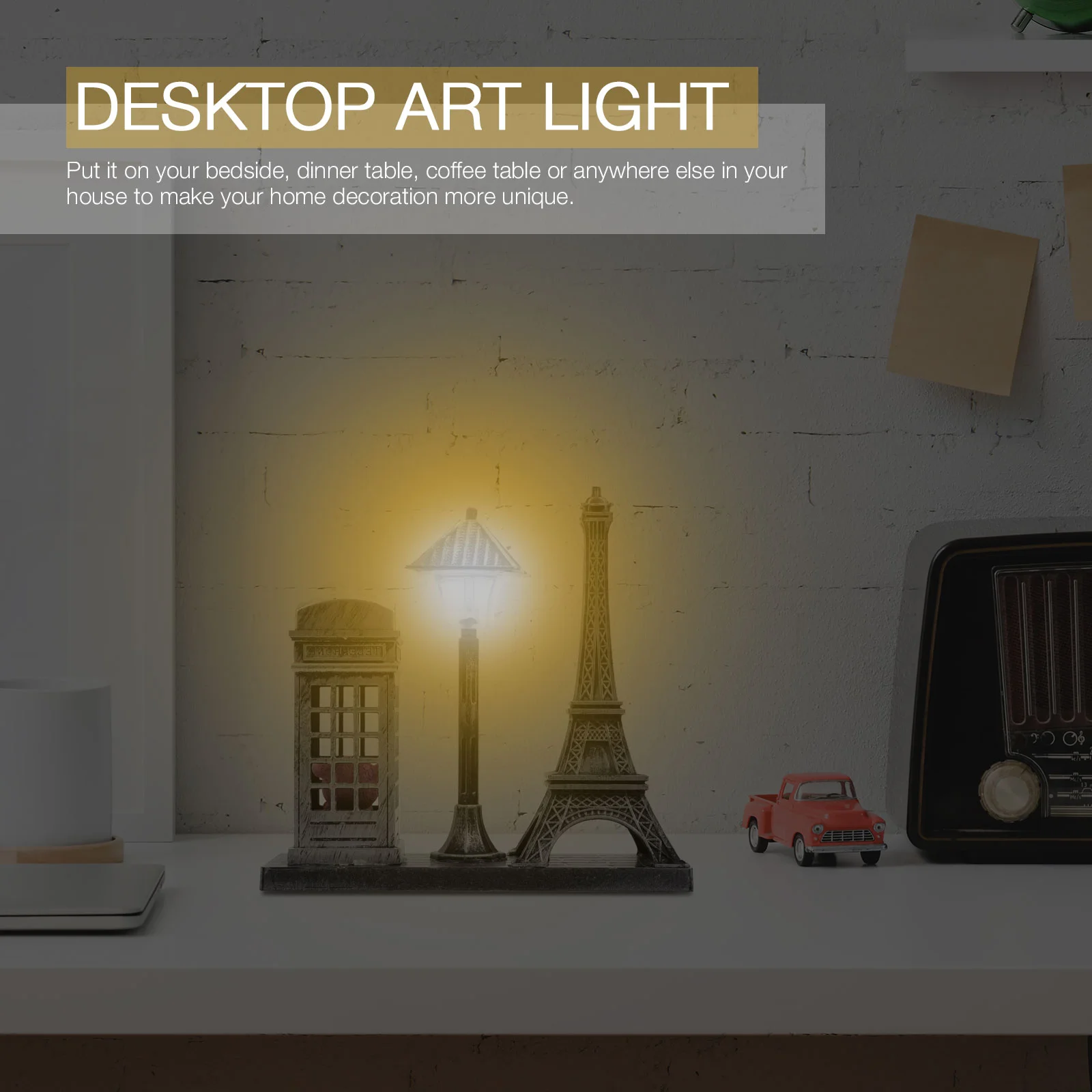 Night Light House Decorations for Home Decorative Lamp Statue Ornament Desktop Plastic Street Child