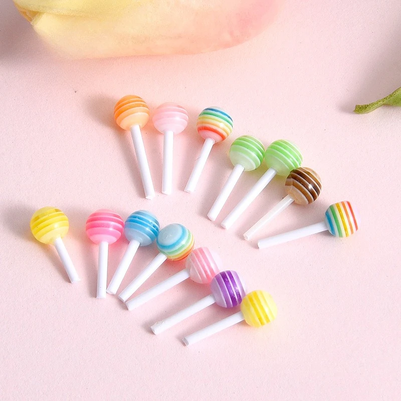 10pcs Mini Lollipop Candy Food Toy Dollhouse Hand Diy Simulation Model Scale Refrigerator Stickers Doll Accessories Decoration