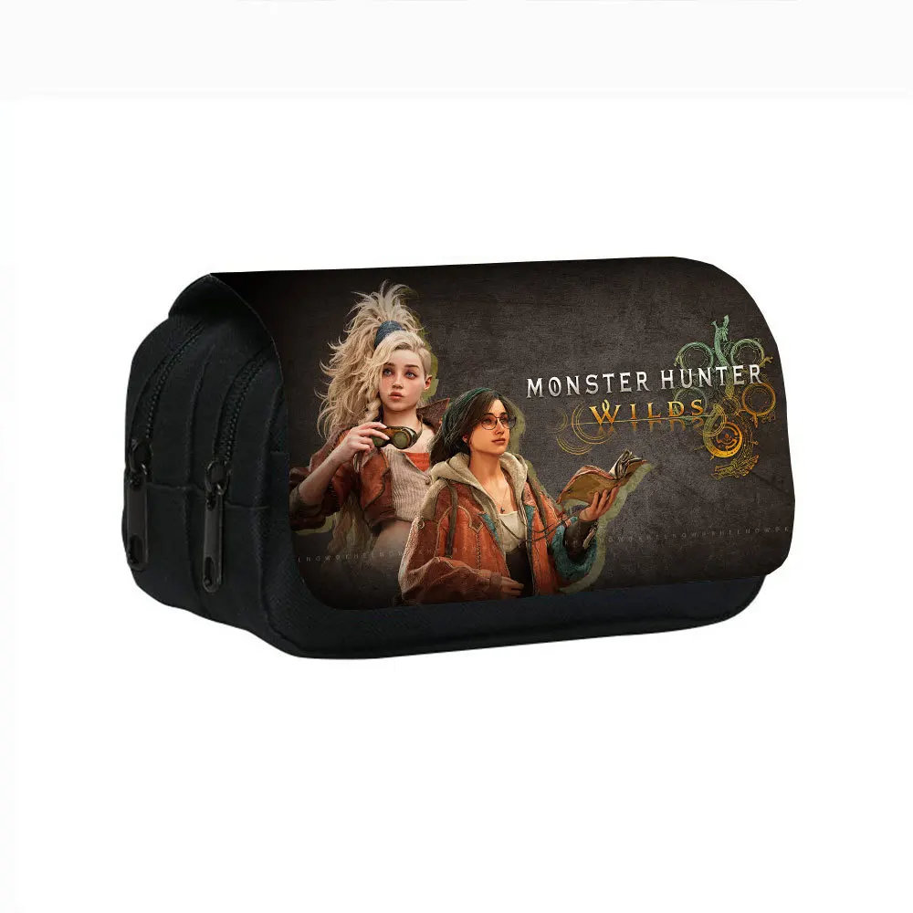 Boys Girls Kids Cartoon School Stationery Case Monster Hunter Wilds School Student Pen Bag Student Pencil Case Teenage bags