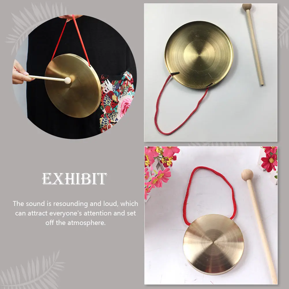

1 set 1 Set Handmade Copper Gong Durable Sturdy Loud Sound Percussion Instrument For Company Opening Party Opera Chinese Musical