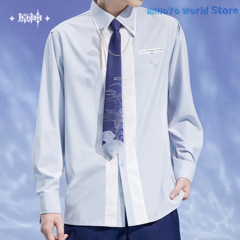 

[Official] Kamisato Ayato Shirt MiHoYo Original Genshin Impact Ayato Theme Impression Serie Color Blocked Tie Shirt Cosplay