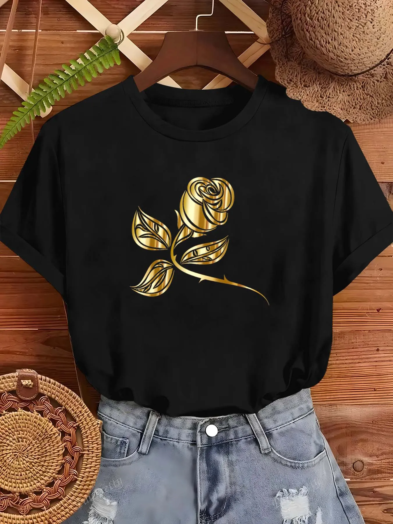 

Элегантная модная часть с мотивом золотой розы больших размеров для вневременной изысканной работы