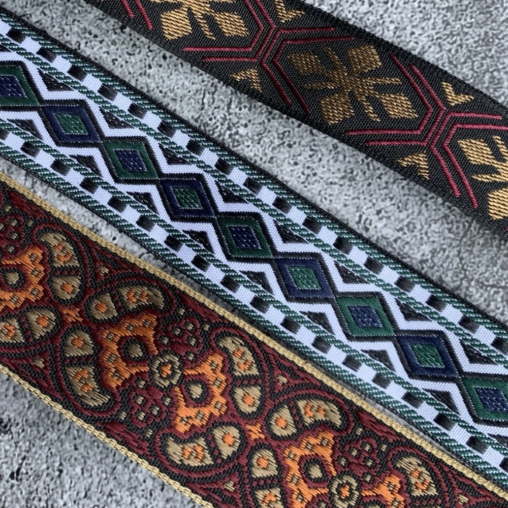 5 Yards 20MM 25MM 30MM Geometric Totem Flower Woven Jacquard Ribbon Dress decoration webbing DIY Bow Accessories