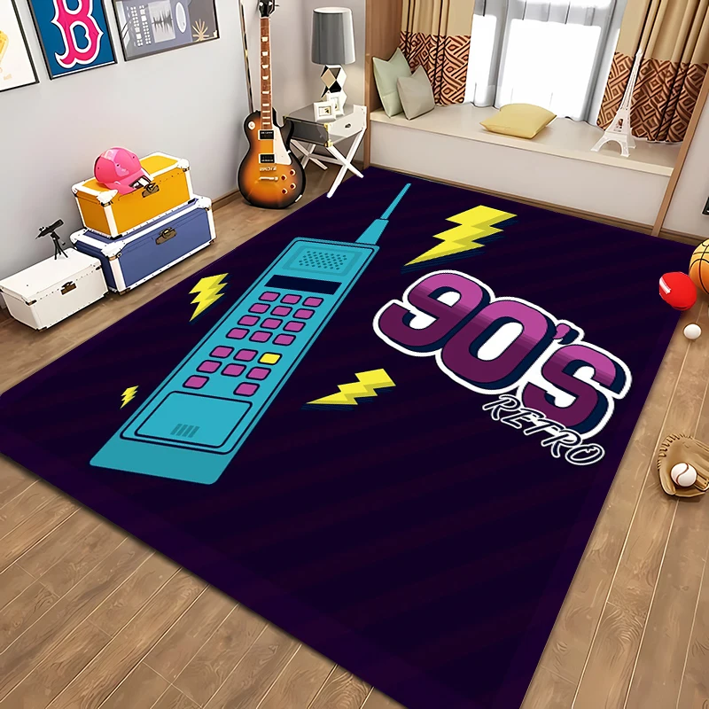 HD Printing Retro Phone Carpet for Living Room Cartoon Children's Bedroom Sofa Doormat Floor Tapete Anti-slip Decor Alfombra 3D