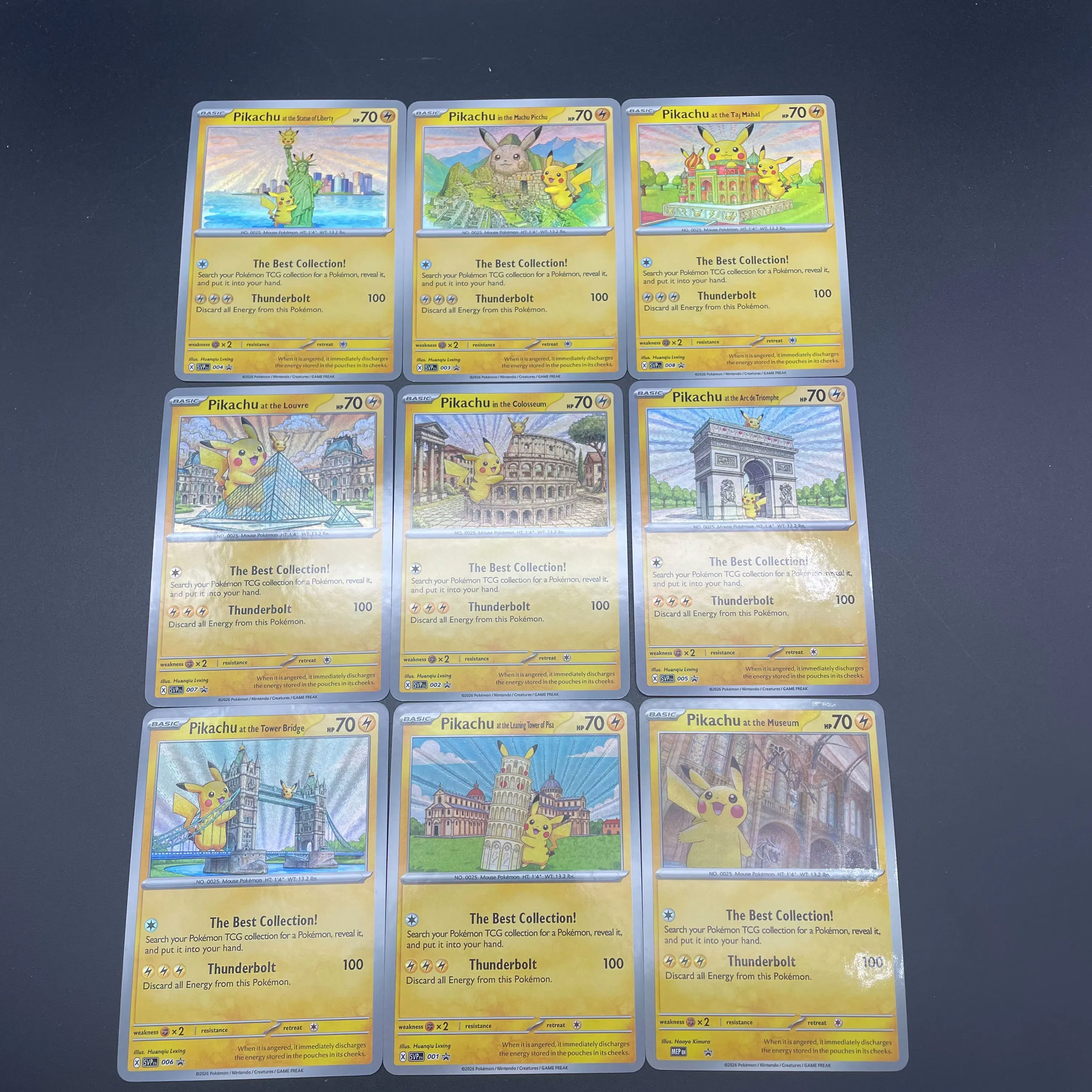 

9pcs/set DIY Anime PTCG Original Self-made Pichu Game Collection Card Creative World Landmarks Collection Card Birthday Gift