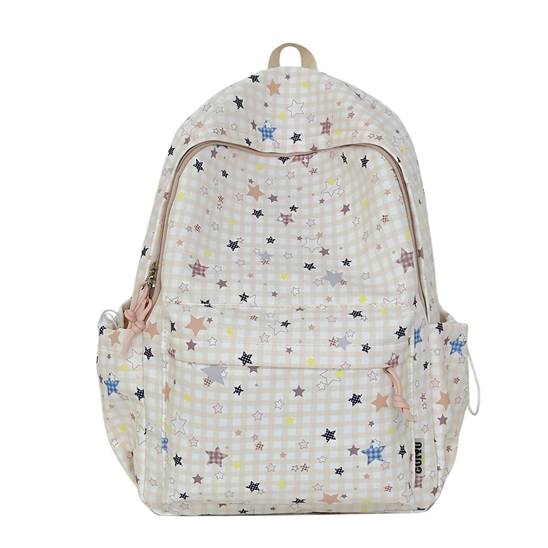 

Cute Star Plaid Backpack Casual Lightweight School Bag For Teen Girls Kawaii Colorful Backpack Aesthetic Student Daypack Fresh