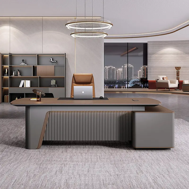 Desk light luxury high sense general manager room large desk office table and chair combination