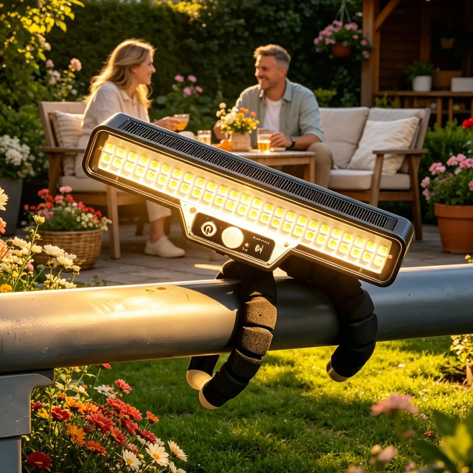 モーションセンサー付きソーラー屋外照明-50led-セキュリティランプ-屋外照明-ソーラー式-デッキ用フレキシブルタコ三脚付き