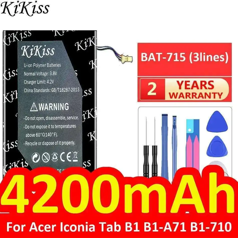 

Аккумулятор для планшета 4200 мАч для Acer Iconia Tab B1 B1-A71 B1-710, 3-линейная версия Bat-715, стабильная