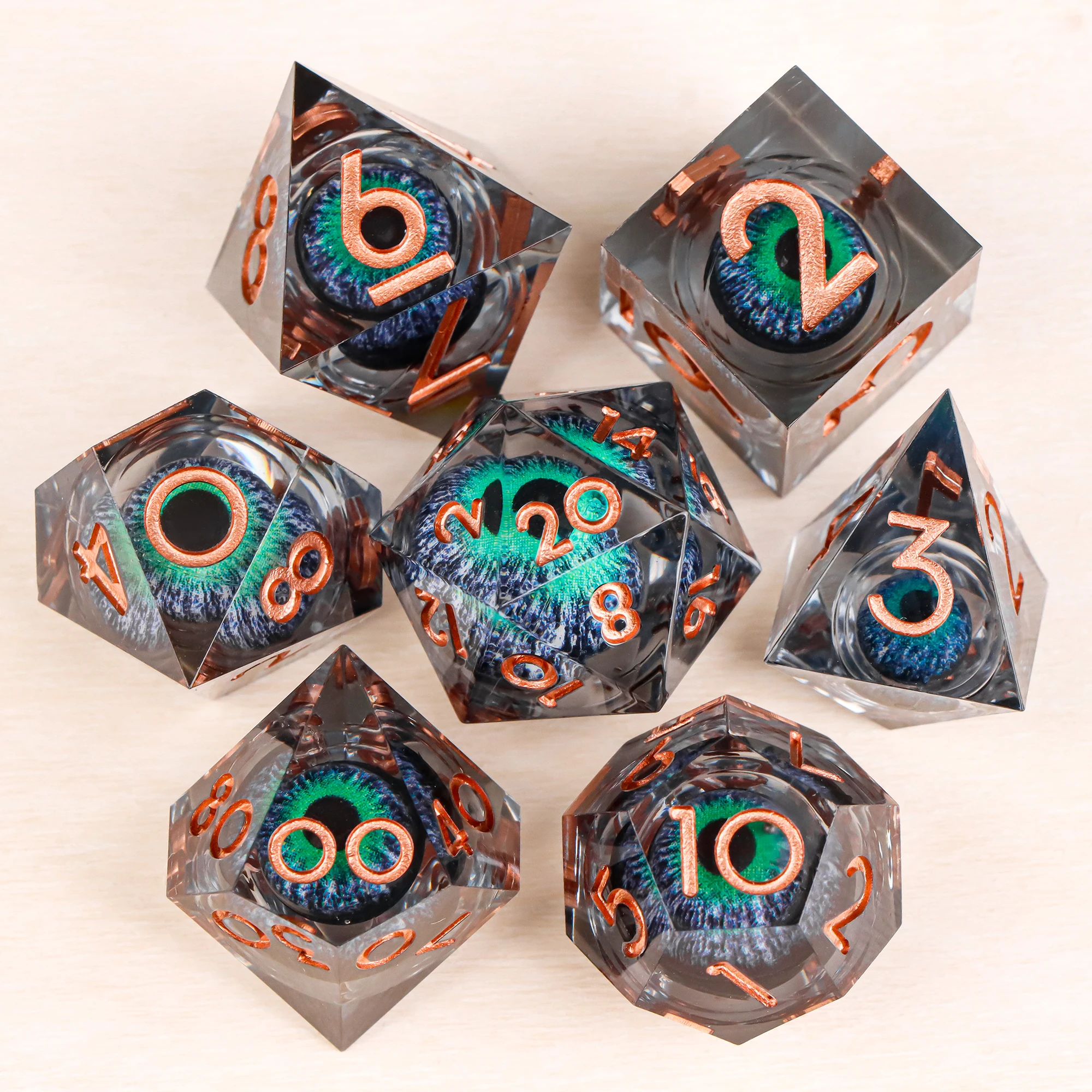 DND Dragon Eye Dice Liquid Core Dice Set Resin Sharp Edged Dice For Dungeons and Dragons Polyhedral D&D Dice Handmade D and D