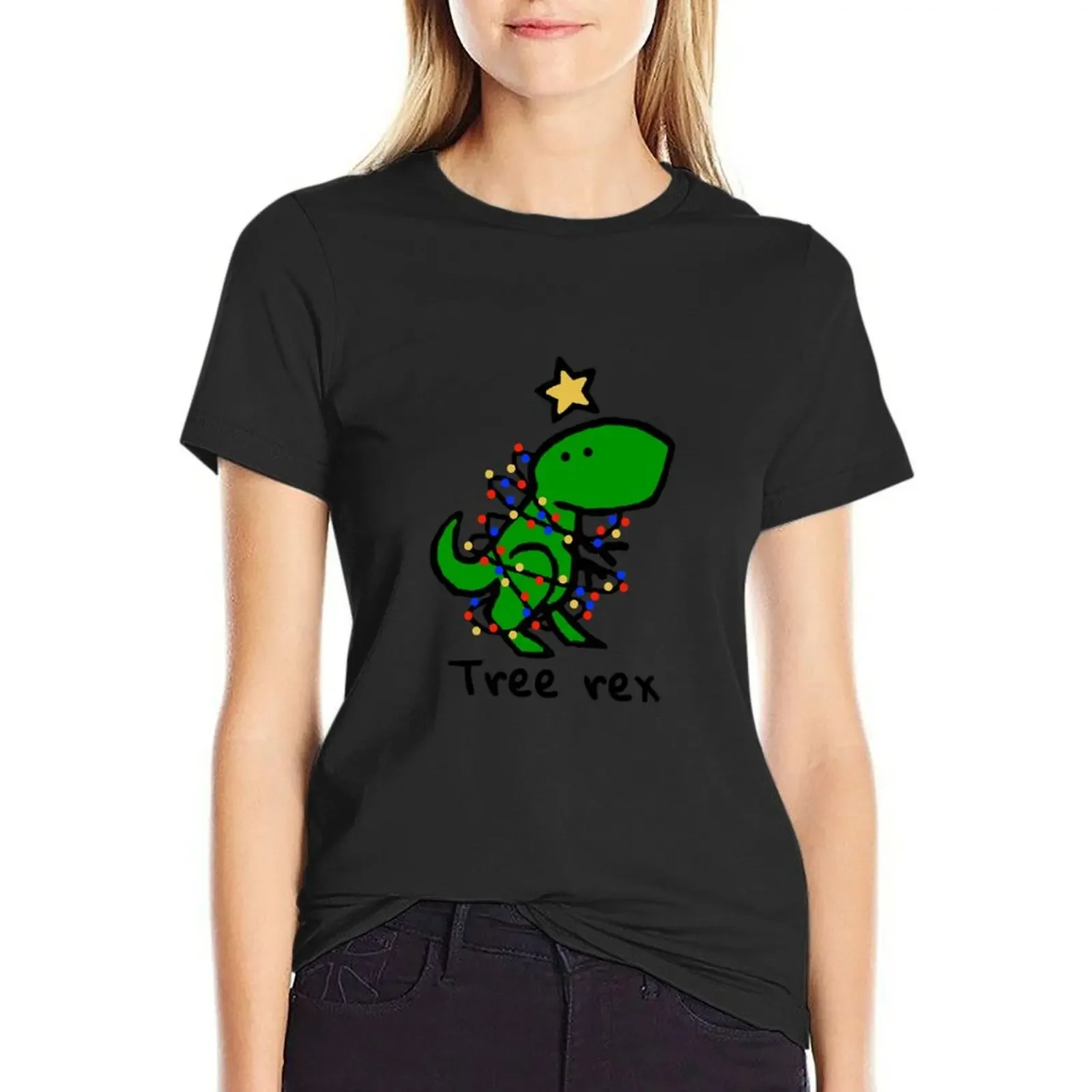 

Tree rex dinosaur festive T-Shirt tees funny hippie clothes korean fashion Women's t-shirt