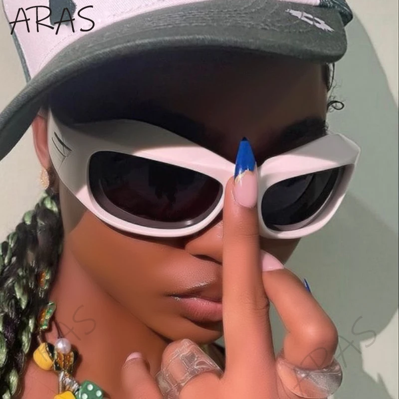 Übergroße Y2K Punk Sonnenbrille für Damen und Herren Neue 2000er Vintage Trend Steampunk Sonnenbrillen Sport-Schildbrille UV400-Schutz – Detail 3