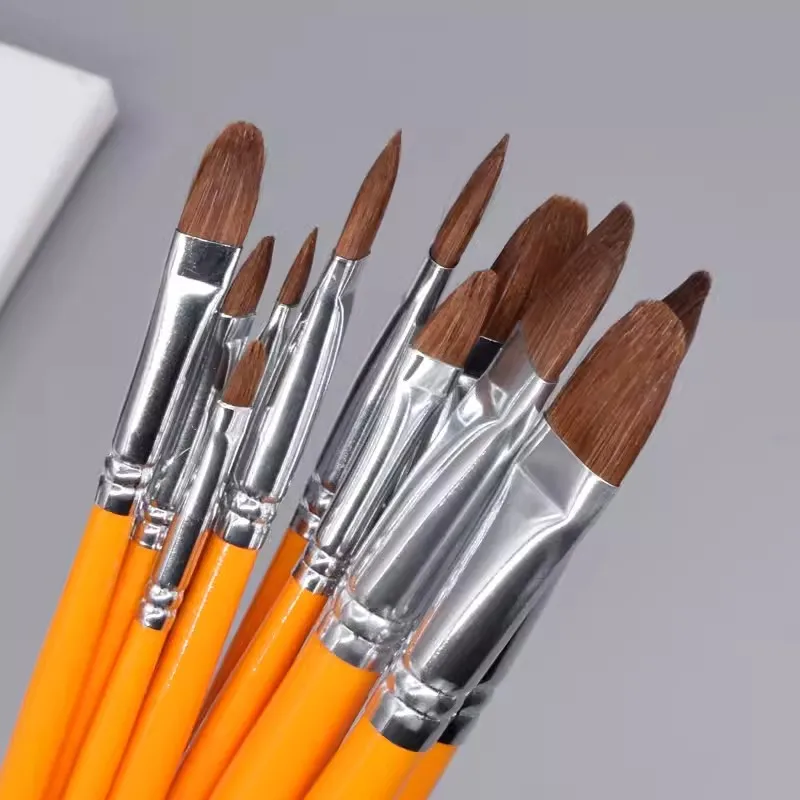 6Pcs Filbert Artist Paint Brush Set Long Handle Professional Artist Brush for Watercolor, Acrylic, Oil, Tempera and Gouache Pain