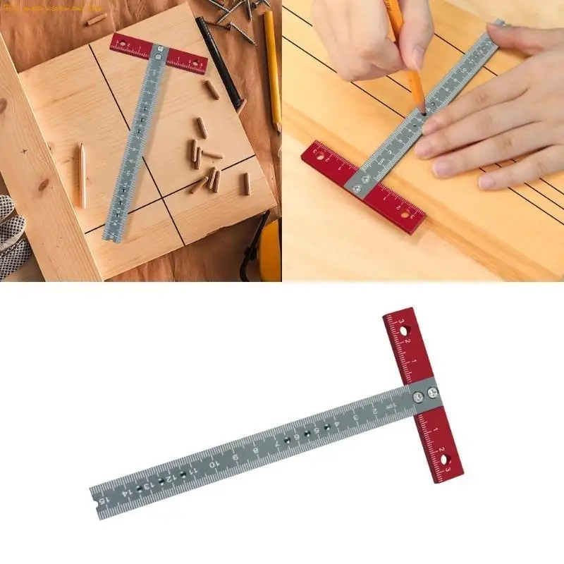 203F Aluminum Alloy T Square Ruler with 3D Body, High Precise Measurement for Crafting and Buildings Architect Engineering
