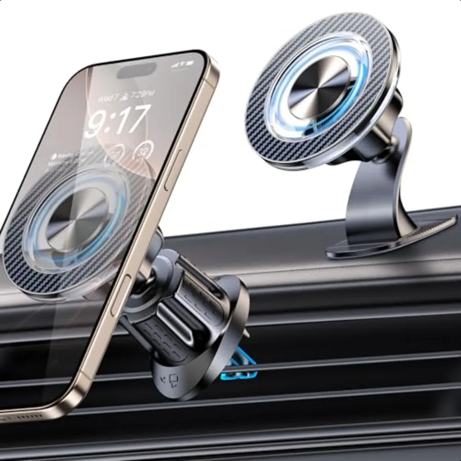 

Автомобильный магнитный держатель для телефона MagSafe для автомобиля [обновленный 22X магниты с двойными крючками 2025 года] Держатели для телефонов для вашей автомобильной подставки для