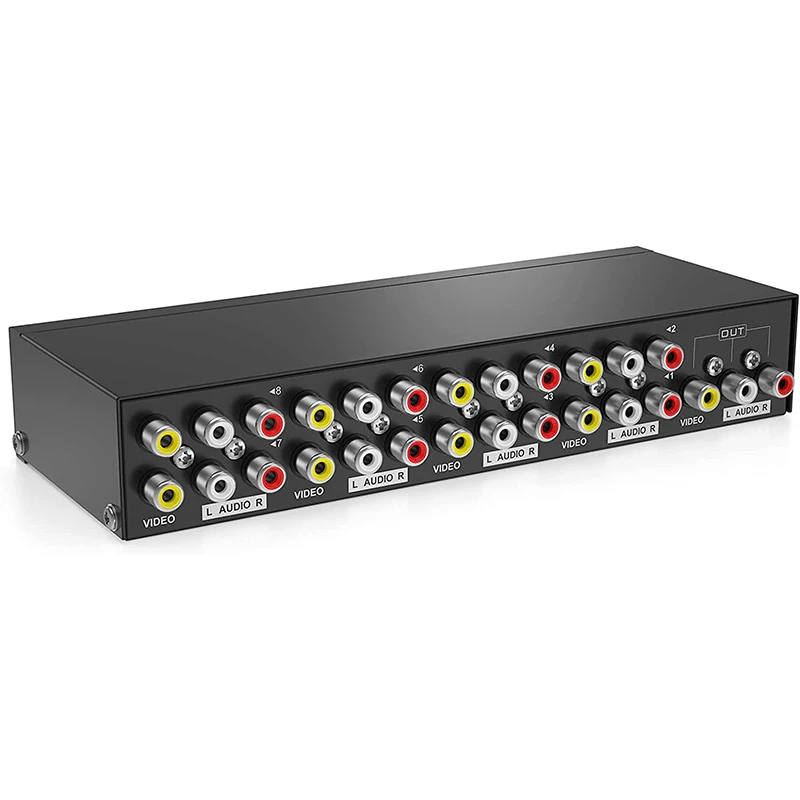 2/4/8 Way AV RCA Switch 8 in 1 out  AV Signal Composite Video L/R Audio Switcher 2x1 Selector Converter for STB DVD HDTV VCD VCR