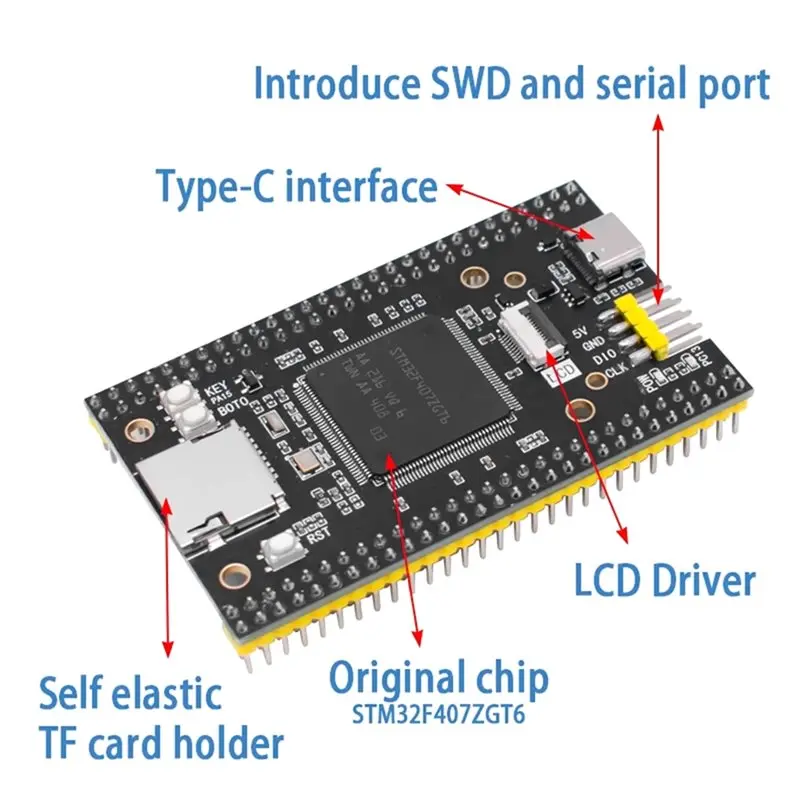 [NEW A09R!】 For STM32F407ZGT6+ 1.54 Display Screen Development Board Core System Learning Board Type-C Interface For STM32 DIY P