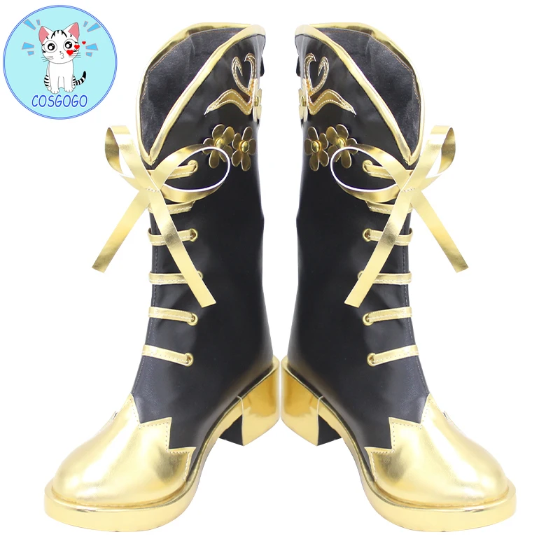 

Epel Felmier Cosplay Shoes Golden High Heel PU Shoes Halloween Carnival Boots Cosplay Props Custom Made