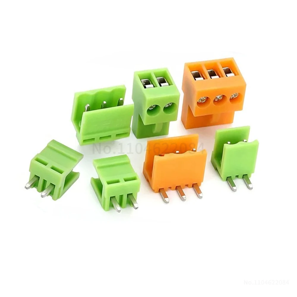 (10 Sets) HT 3.96MM Green Orange HT396V HT396R 3.96 Plug-in PCB Terminal Block with Straight Pin Right Angle Plug 2~12P 396K V/R