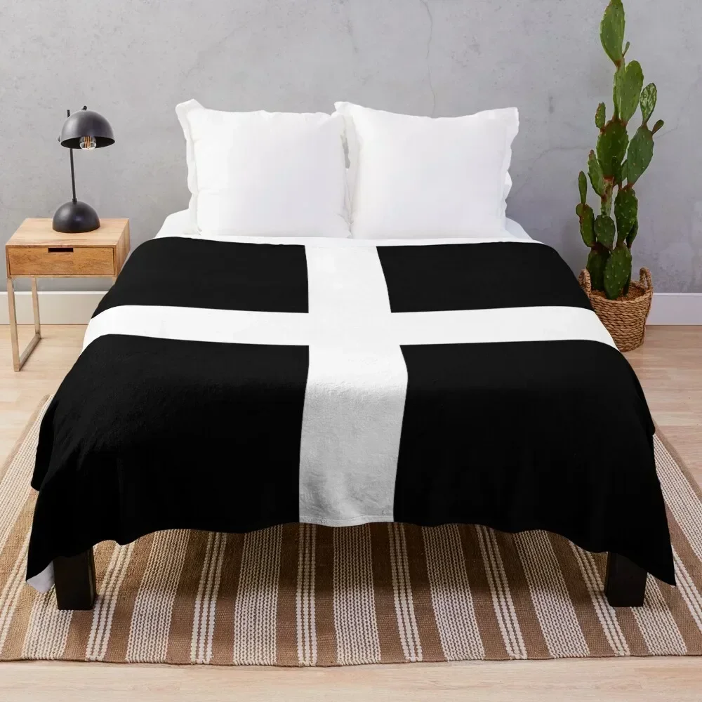 

Flag of Cornwall, St. Piran's Flag Throw Blanket Luxurious Soft Blanket Holiday Gift for Family