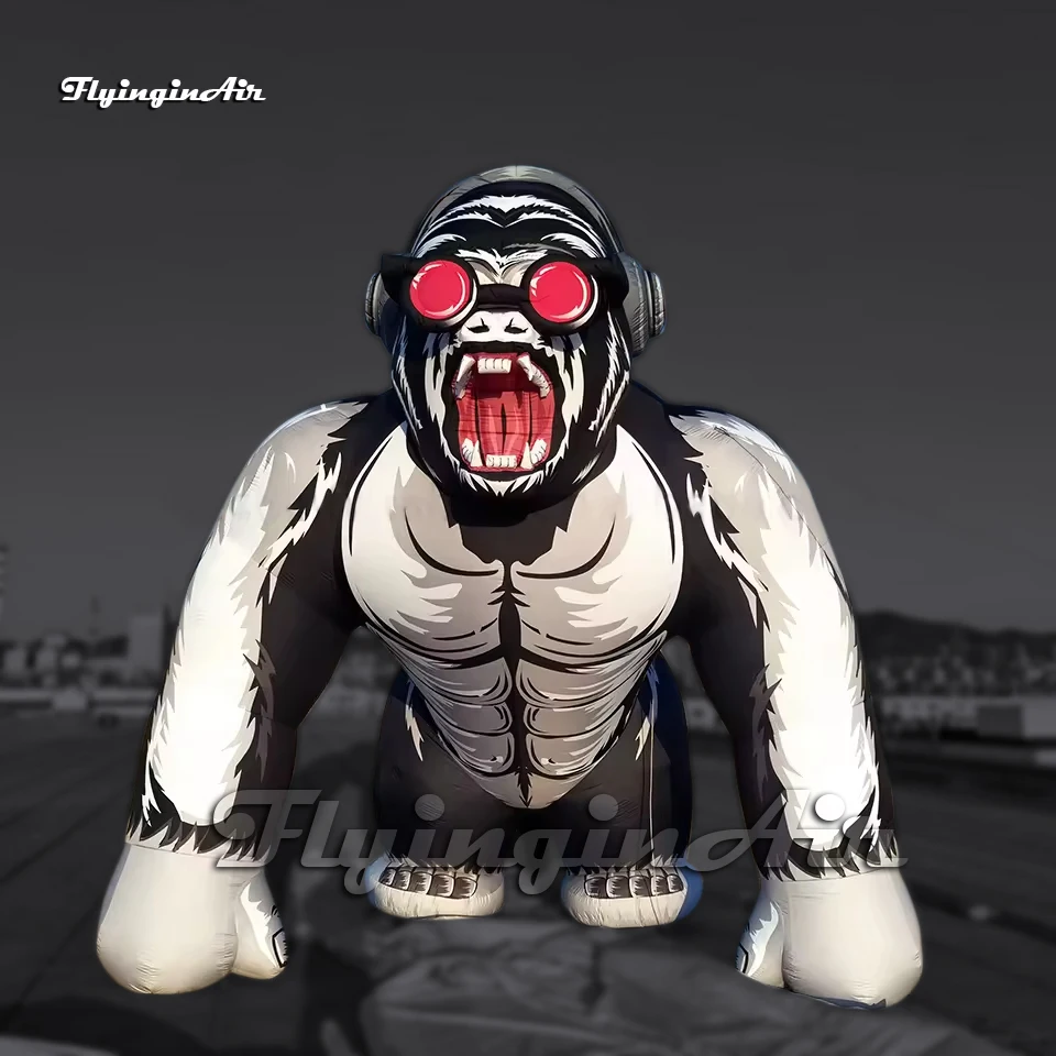 Fantastic Large Inflatable Gorilla Cartoon Animal Model With Headphone For Stage Decoration