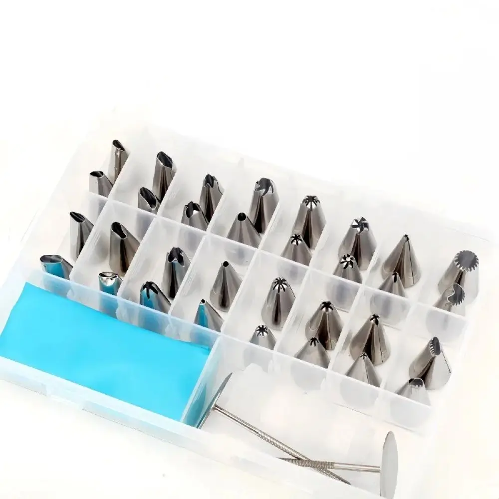 38Pcs Stainless Steel Cake Decorating Tools Set Icing Piping Nozzles with Pastry Bags for Baking