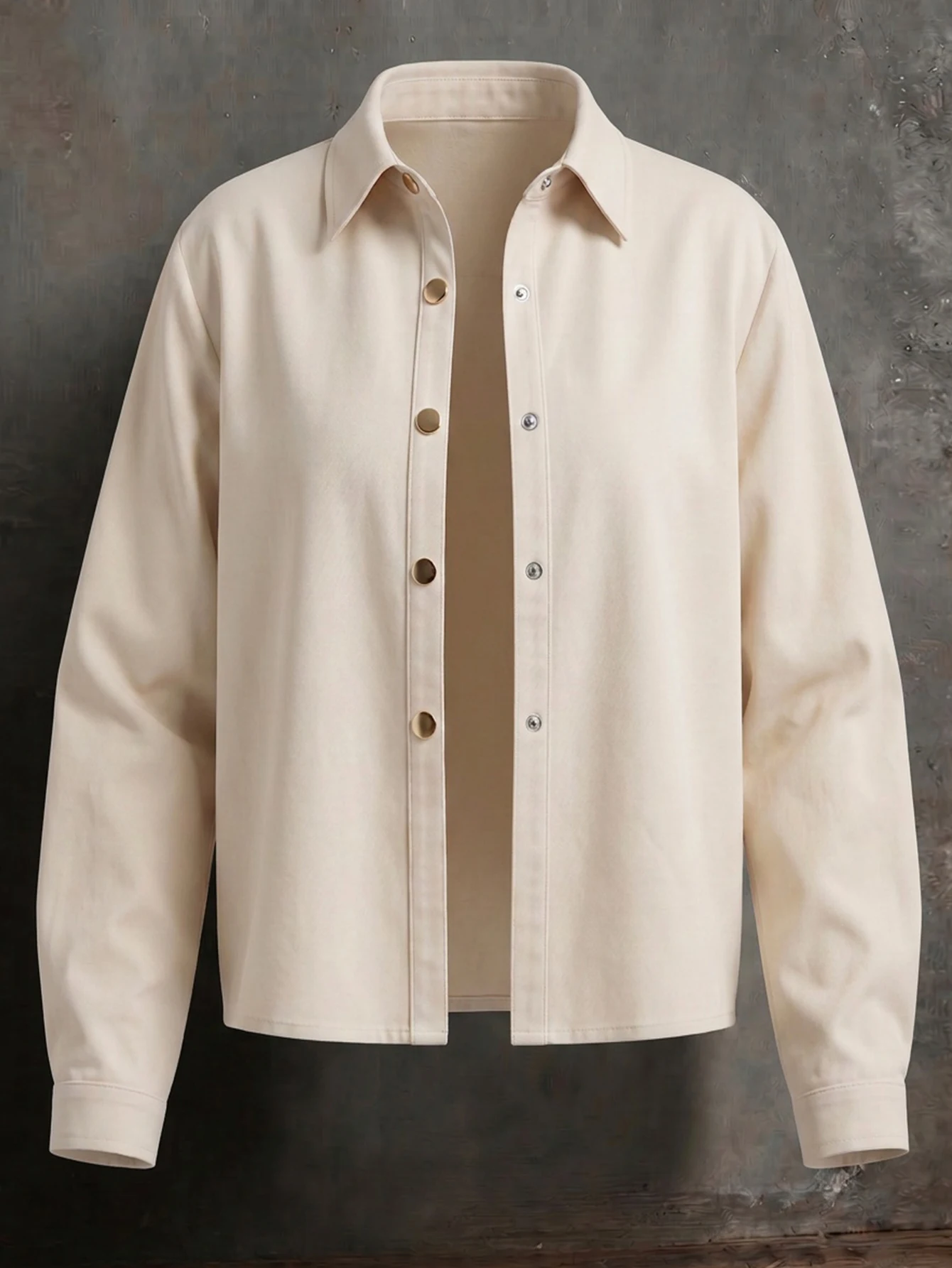 

New Arrival Long Sleeve Women's Shirts Coat Jacket Solid Beige Color Thick All Seasons Buttons Up Shirt Woman Clothing