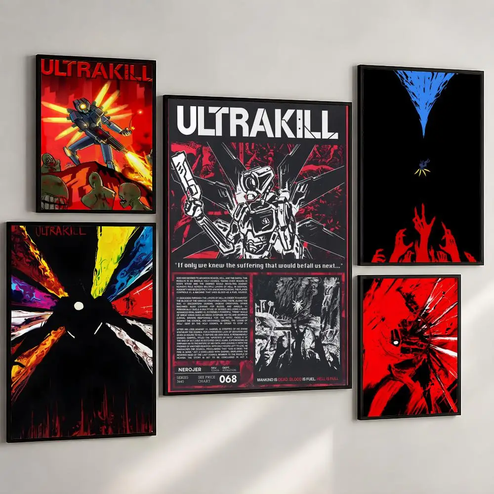 Game ULTRAKILL Retro FPS Boomer Shooter Poster PP Wall Art Print Removable Water-Resistant Home Decor for Bedroom Apartment Gift