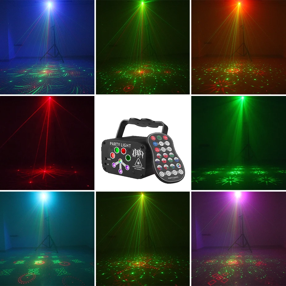 Imagem -04 - Alien-rgb Mini dj Disco Laser Projetor de Luz Usb Recarregável Led Som uv Estroboscópio Efeito de Palco Casamento Natal Holiday Party Lamp