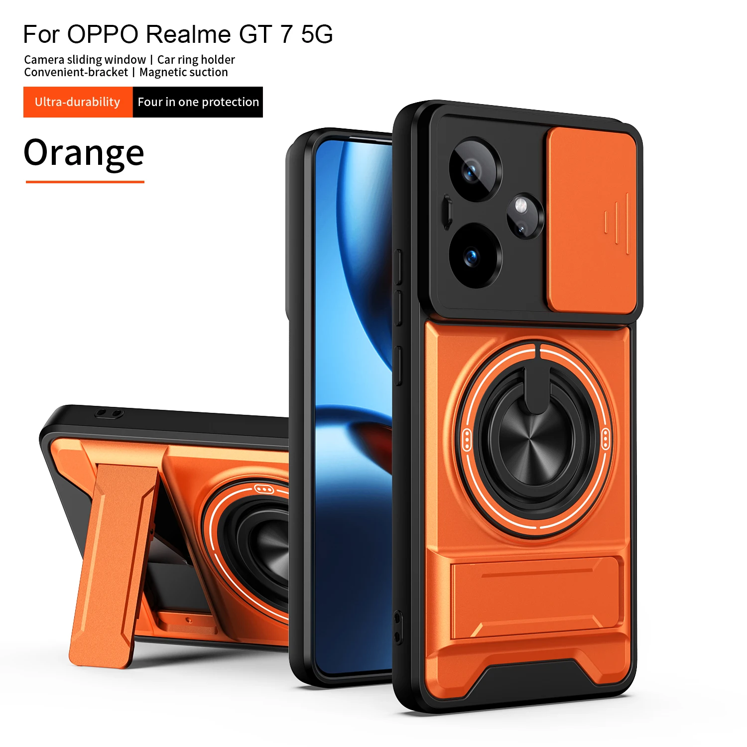 Für Realme GT 7 Hülle Realme GT 7T Cover GT7 GT7T Handyhülle Magsafe Magnetische Klapphalterung Militärische Panzerung Kameraschutz-Abdeckung