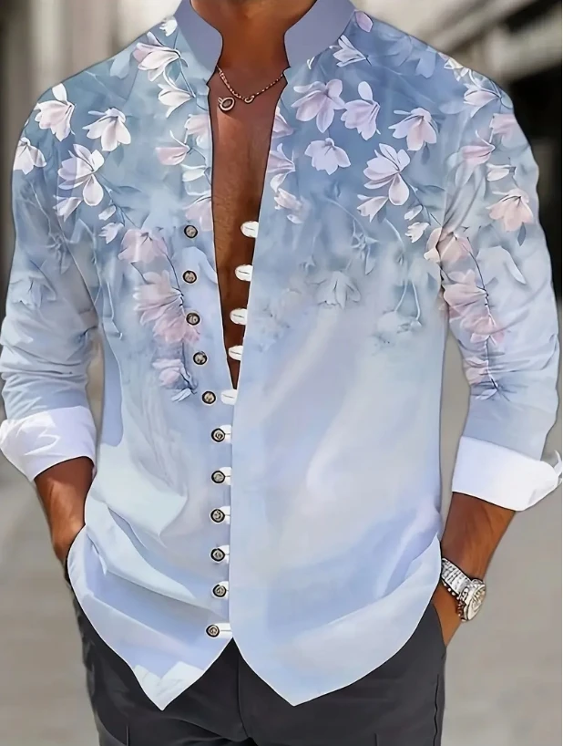 قميص رجالي كتان بأكمام طويلة قميص يومي كاجوال للرجال للتسوق في الهواء الطلق فضفاض كبير الحجم قماش مريح #5