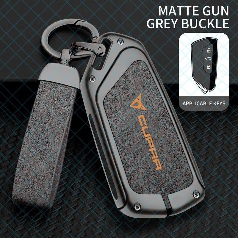 Zinc Alloy Leather Car Key Case Cover Holder Shell For SEAT Cupra Raval Born Leon PHEV Formentor Ateca Terramar FR valve core