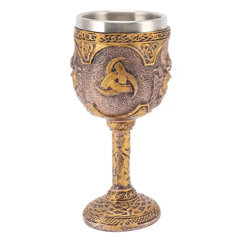 Nordic Viking Goblet Retro Resin Stainless Steel Beer Cup for Cocktails Whisky Red Wine hot